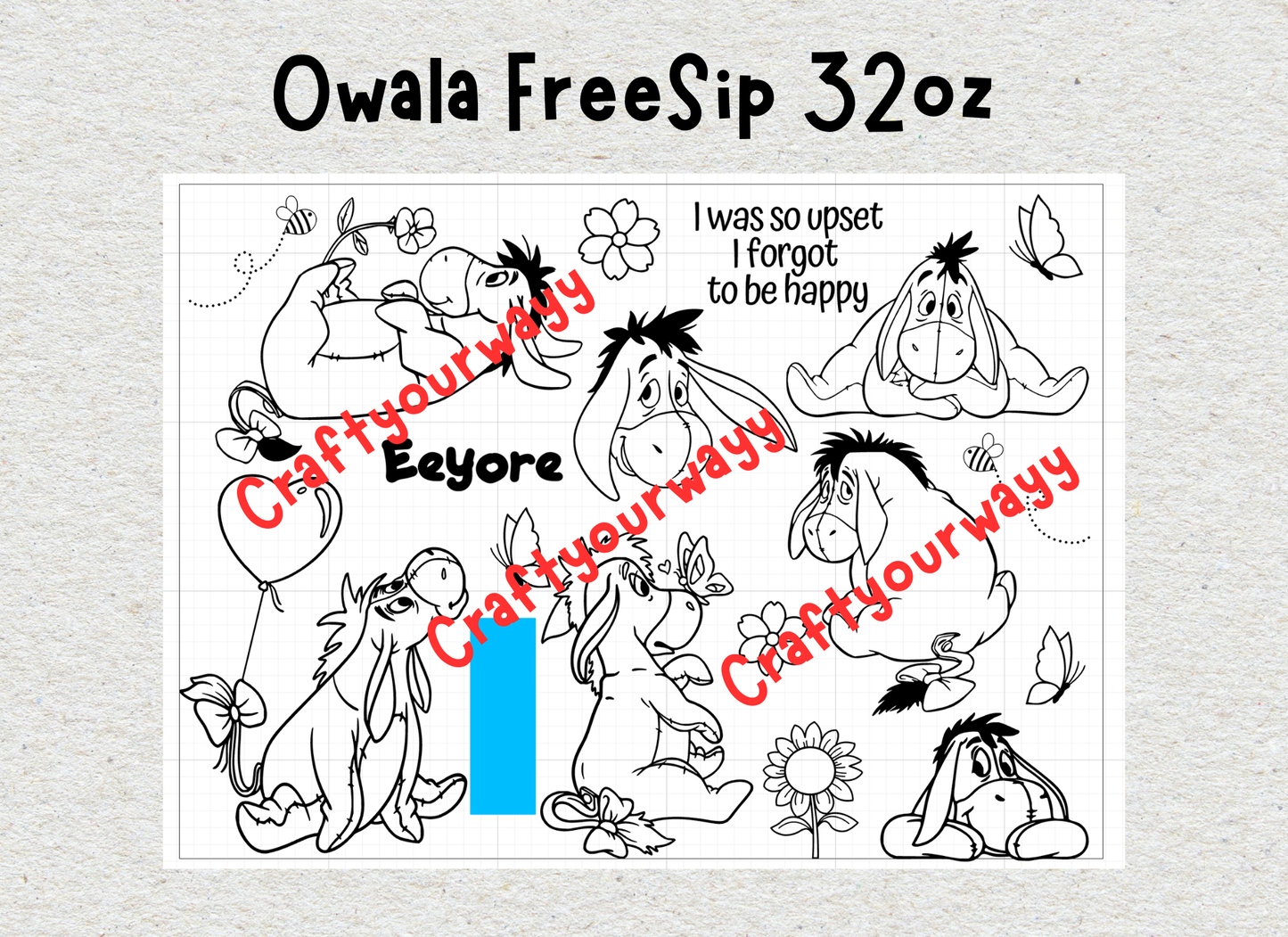 Eyeore Engraved Owala Free Sip, Pooh and Friends
