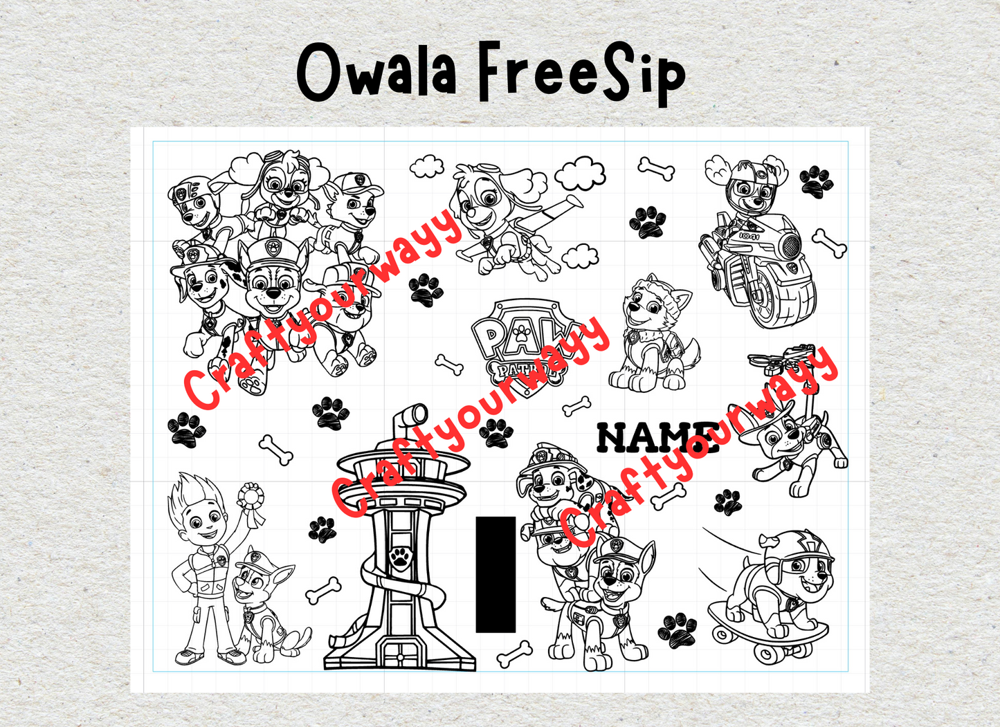 Paw Patrol Engraved Owala Free Sip, Dog Cartoon