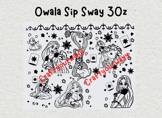 Tangled Princess Engraved Owala Sip Sway 30oz, Rapunzel