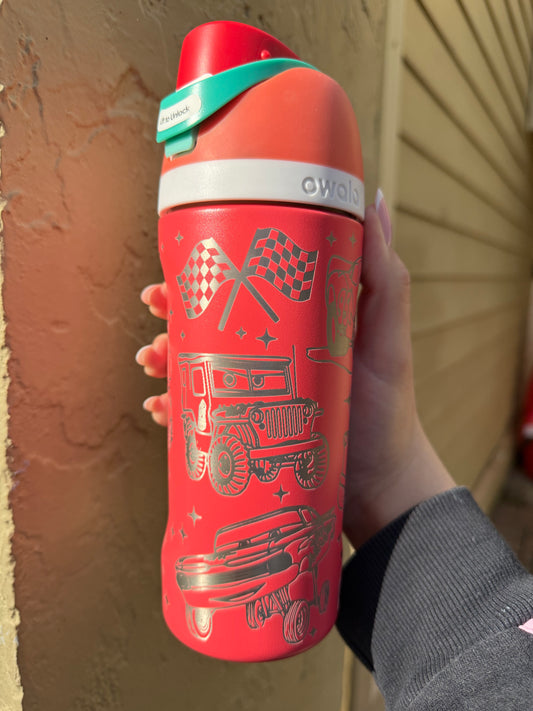 Cars Movie Engraved Owala Free Sip 16oz, Lightning Mcqueen