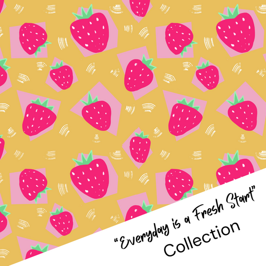 Everyday Is a Fresh Start Collection - 20oz Insulated Tumbler Exclusive Personalized Strawberry Pattern, Straw and Brush Included
