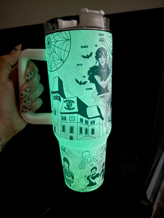 Glow-in-the-Dark Wednesday Addams Stanley Dupe Tumbler 40oz