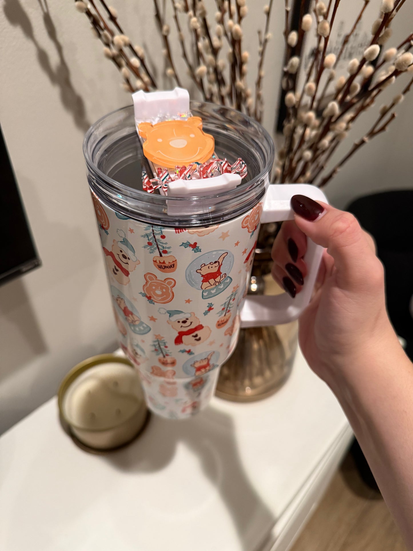 Winnie the Pooh Christmas 40oz Tumbler with Side Handle