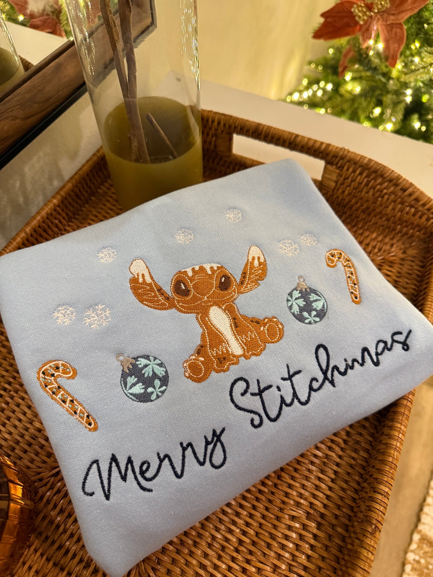 Merry Stitchmas Embroidery Sweatshirt, Stitch Gingerbread
