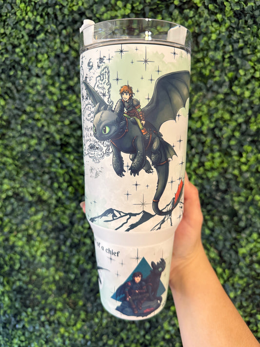 Glow in the Dark Toothless and Hiccup 40oz Tumbler, How to train your Dragon