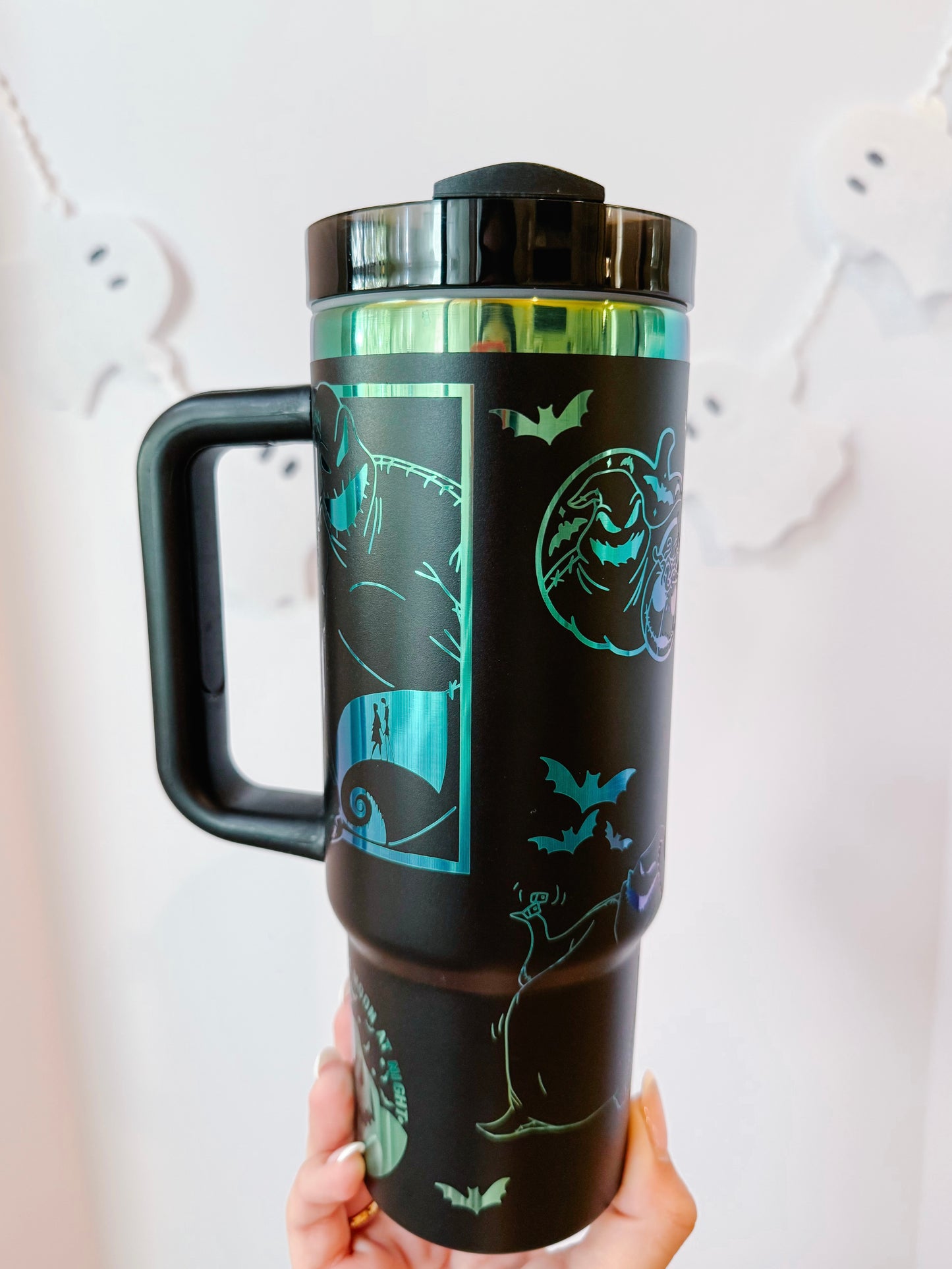 Oogie Boogie 30oz Tumbler, Green Plated Engraving