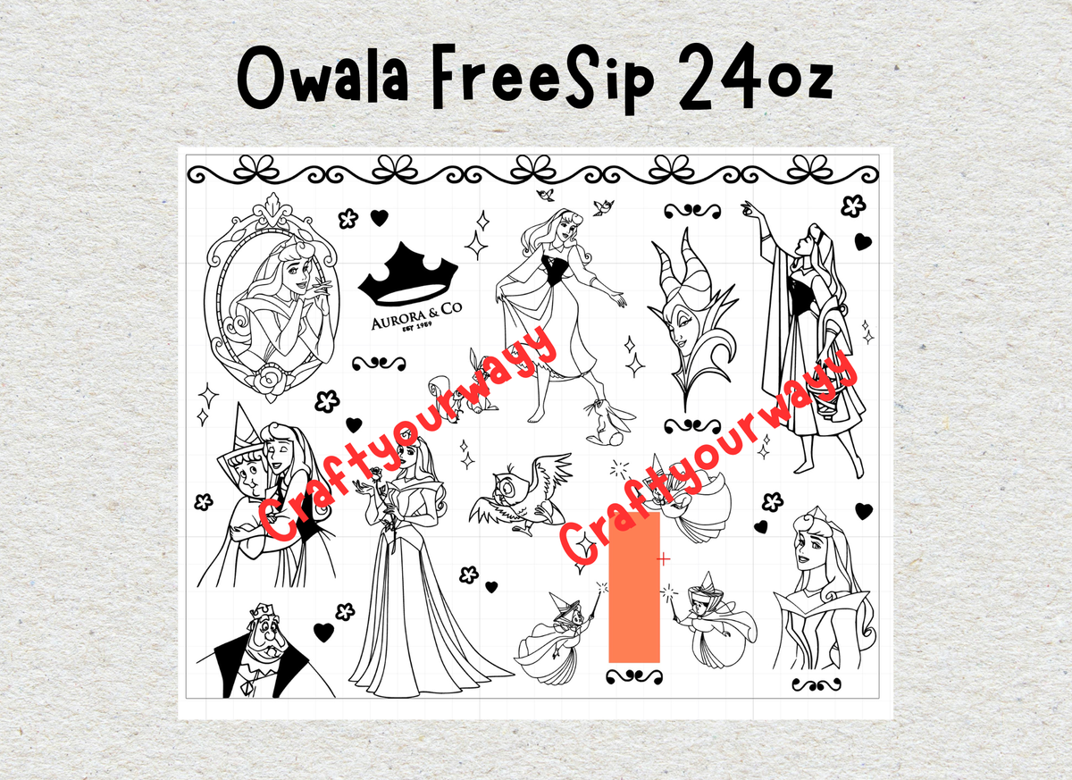 Sleeping Princess Princess Engraved Owala FreeSip 24oz