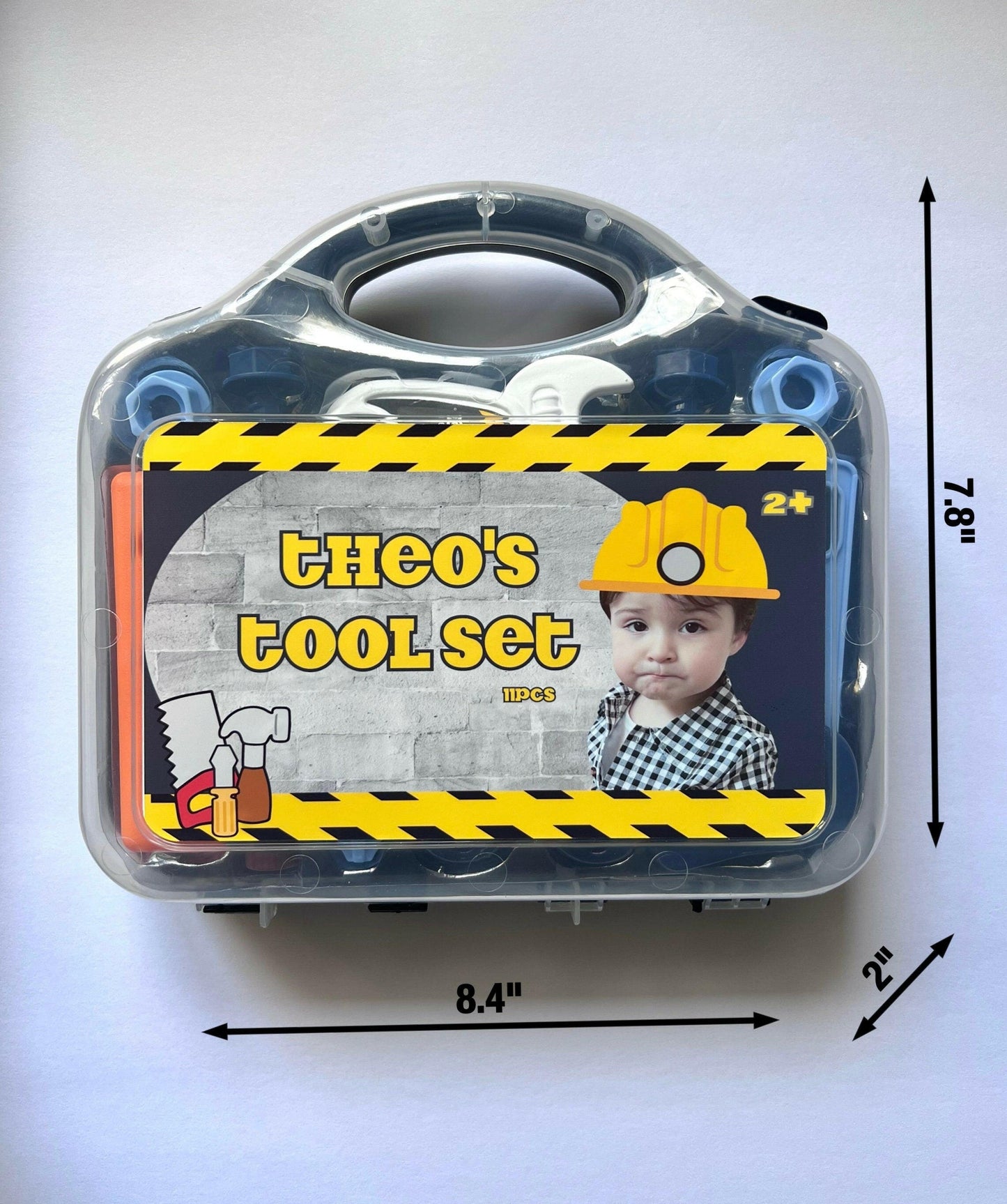 Party Favor Construction Theme Personalized Worker Tool Set, Kids Gift Trunk, Custom With Your Face Photo and Name Birthday Decor