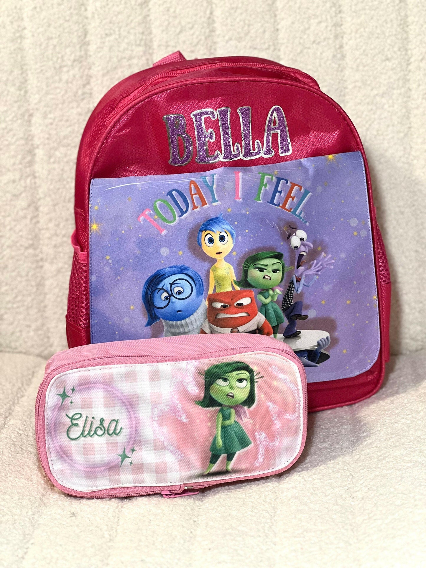Kids Personalized Toiletry bag Disgust Inside Out Pink Custom With Your Child Name for School or Party favor, Perfect gift for girls