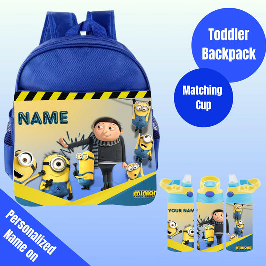 Custom Name Toddler Back pack for School Personalized for Boys Matching Water Bottle