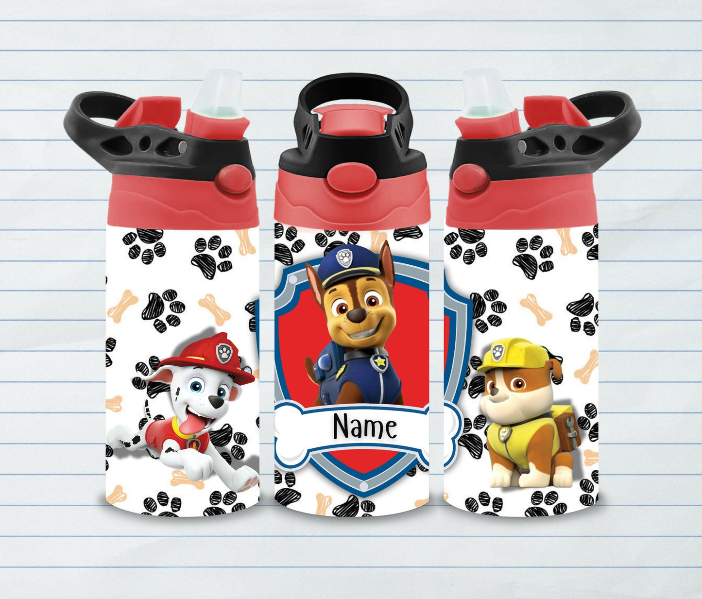 Kids SuperHeroes Water Bottle with NAME, Children's Designs Super Cute Gift for Toddler Kids with Flip Top and BPA free