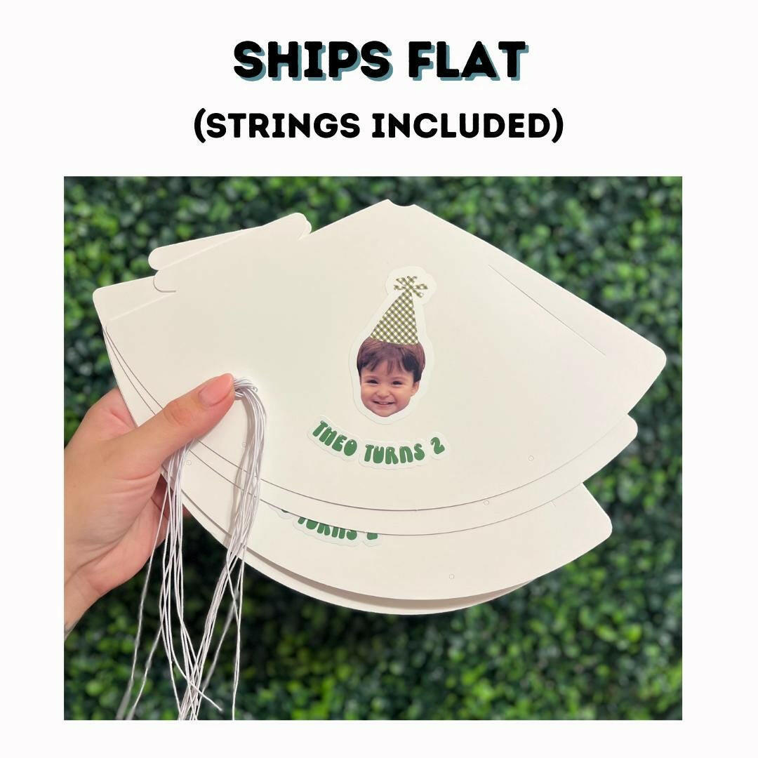Personalized Party Hats With Face Photo and Name, for Kids Birthday parties to decorate with Balloons