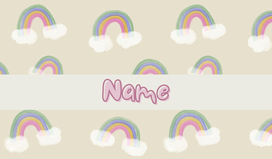 Kids Personalized 12oz Flip Top Straw Cup Rainbow Design with Name, Insulated Stainless Steel for School or Travel, Cotton Candy colors