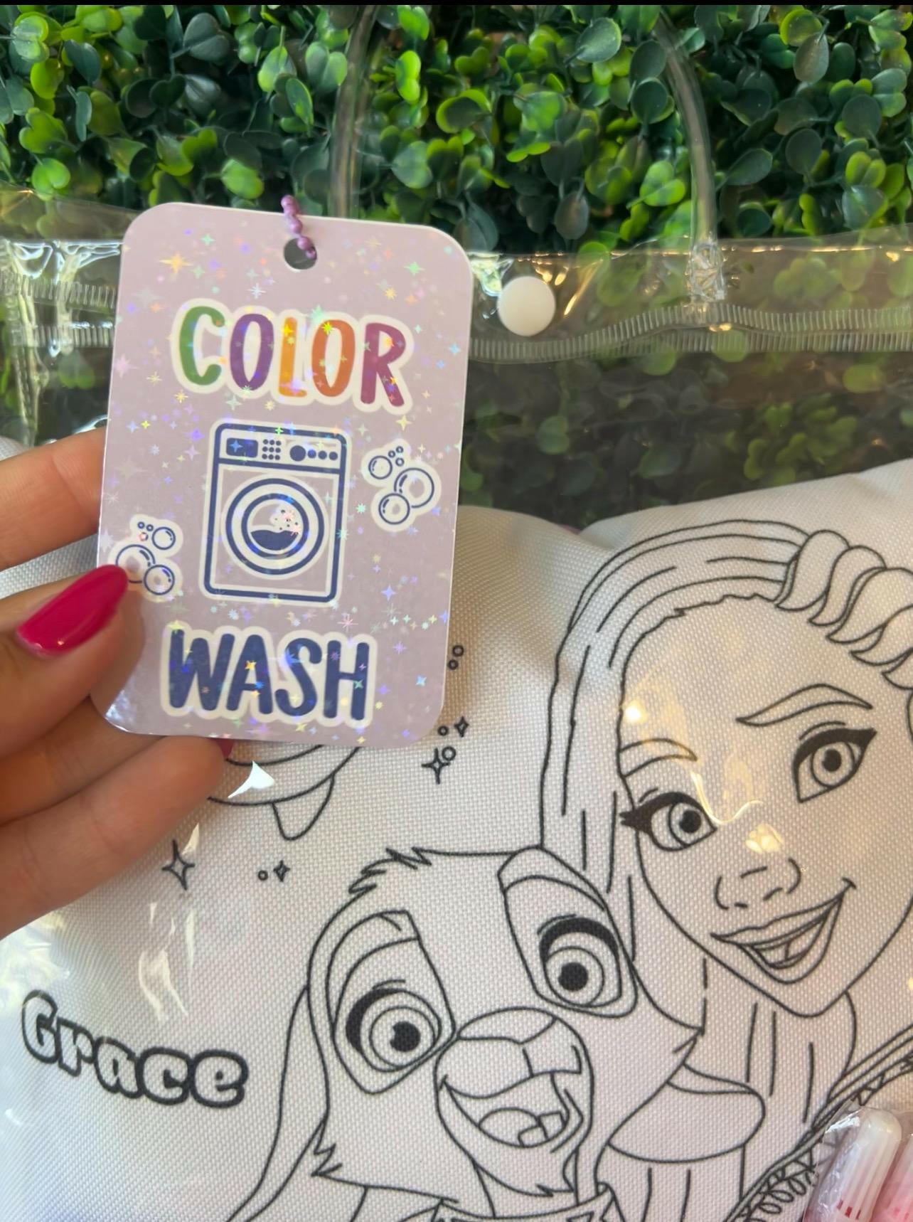 Kids Coloring Pillow with Name and Character with Washable Markers, Customizable Gift for Birthdays and Special Occasions