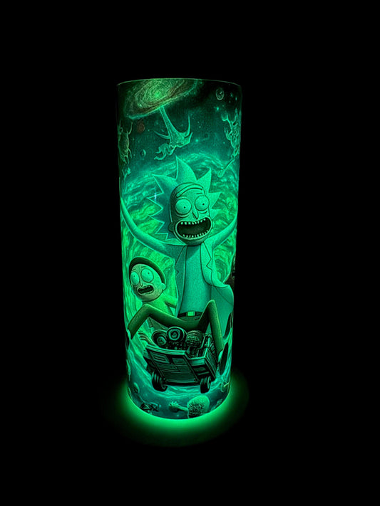 Glow in the Dark Rick and Morty 20oz Tumbler Coffee Water Insulated Travel Cup, To match Your Halloween Costume