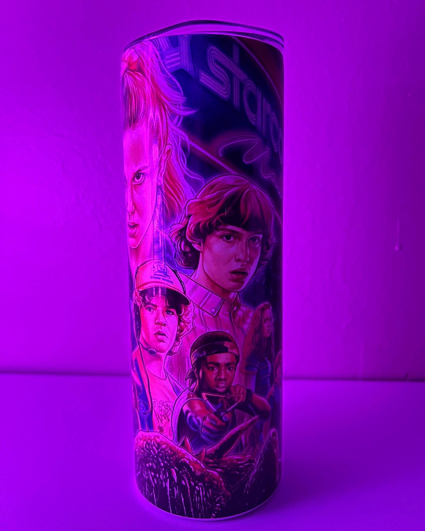 Stranger Things Cup Glow in the Dark 20oz Eleven Demogorgon Tumbler Coffee Cup Insulated Travel Mug, To match Your Halloween Costume