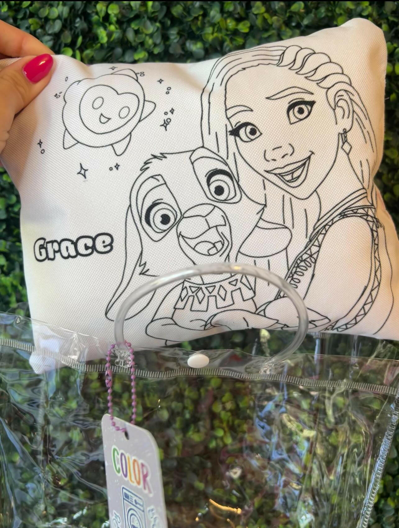 Kids Coloring Pillow with Name and Character with Washable Markers, Customizable Gift for Birthdays and Special Occasions