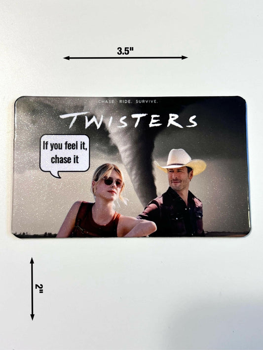 Twisters Movie Magnets, Custom Fridge Magnets, Tornado Wrangler Glen Powell Feel it Chase It perfect for Movie fans