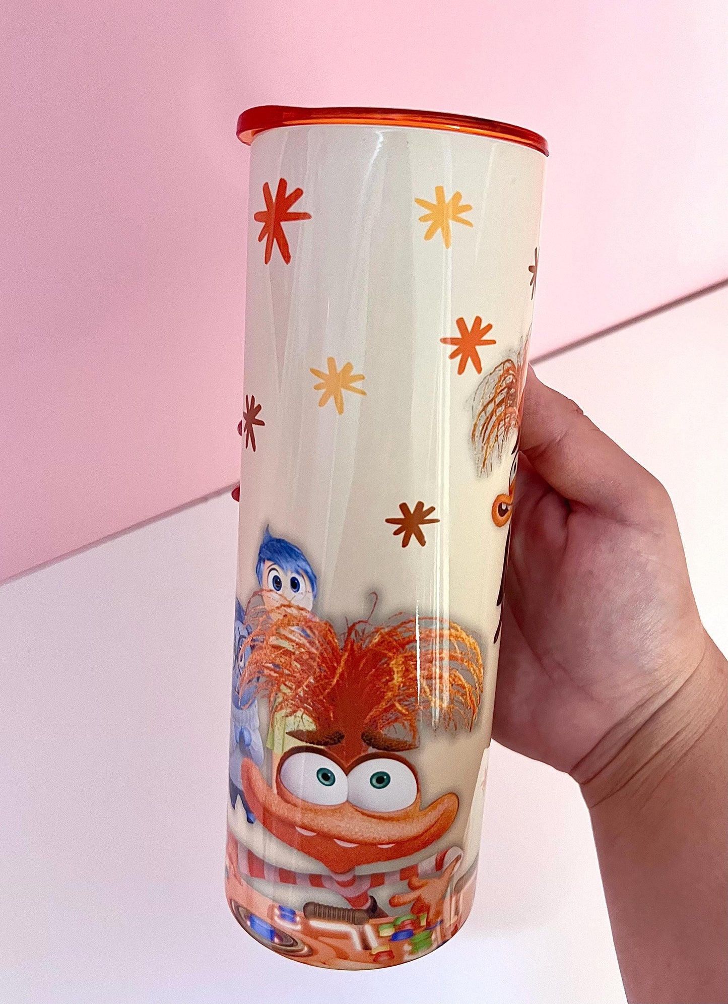 Inside Out Tumbler Anxiety 20oz Travel Cup I’m fine Emotions, Groovy Emotional Support Skinny Mug Gift Idea
