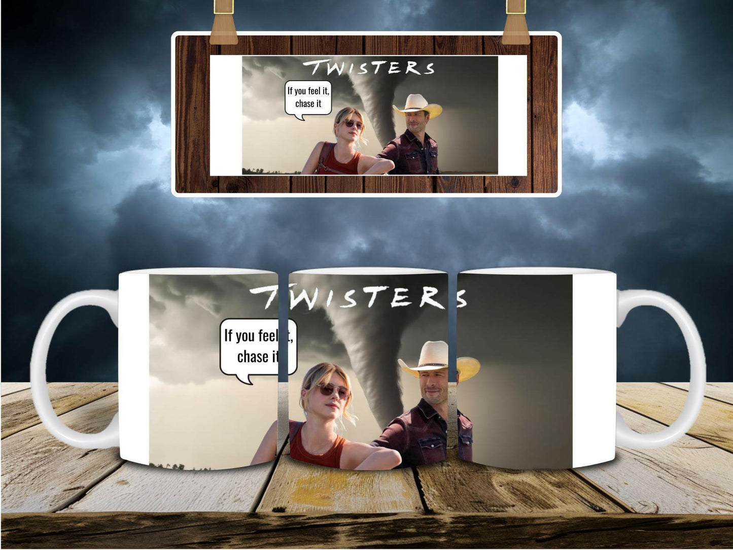Personalized Twisters Movie 11oz Mug, Tornado Wrangler Twisters Coffee Mug Feel it Chase it