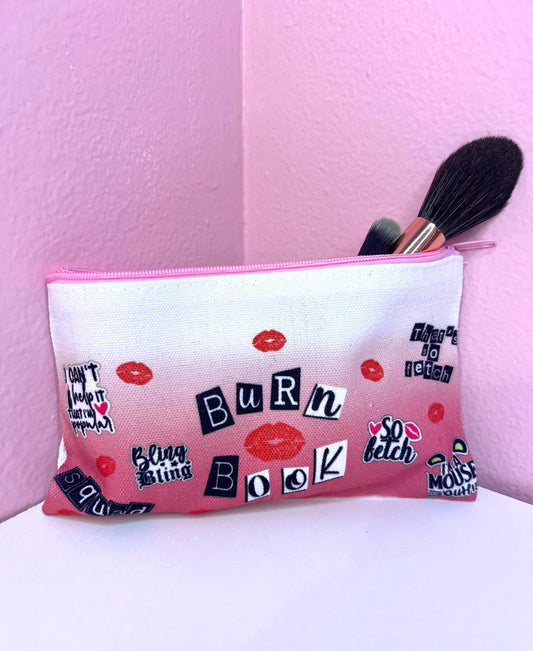 Makeup Bag, Burn Book, Mean Girls Makeup bag, Stocking Stuffer, Toiletry Bag, Makeup Organizer, Gossip, gift for her