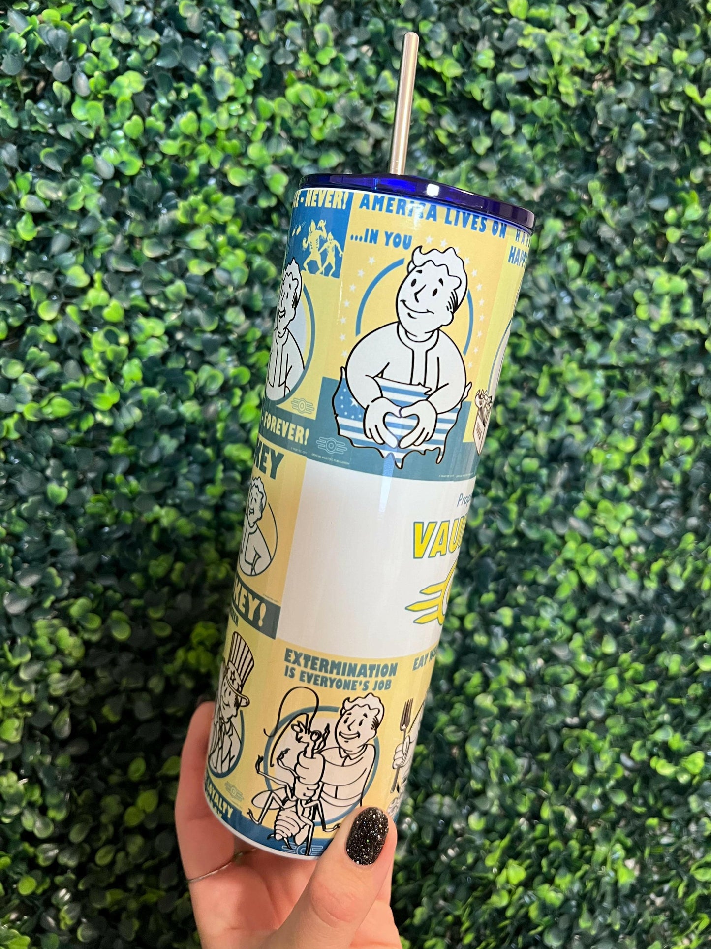 Fallout Inspired Vault Boy 20oz Tumbler, Iced Coffee Cup, Cosplay Gift, Vault Dwellers, Nuka Cola, Fallout Fan Art, Vault Boy gift