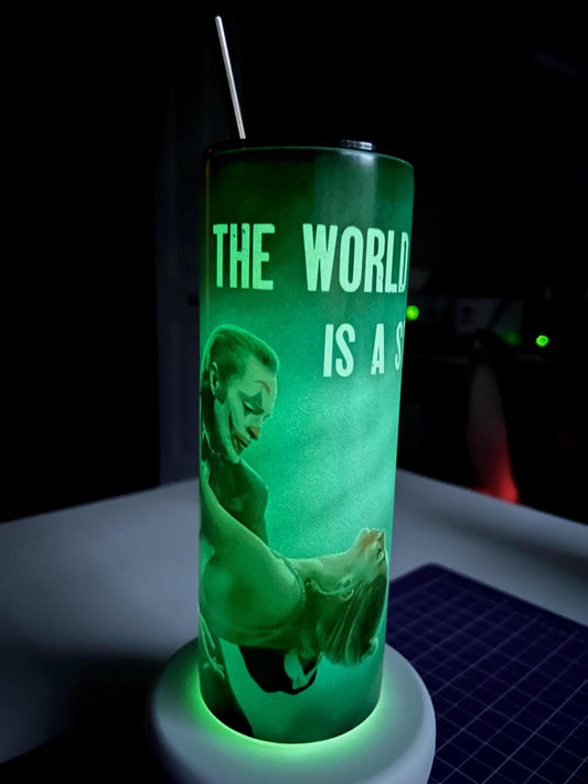 Joker Glow in the Dark Cup 20oz Folie Joker Harley Tumbler Coffee Cup Insulated Travel Mug, Villain gift