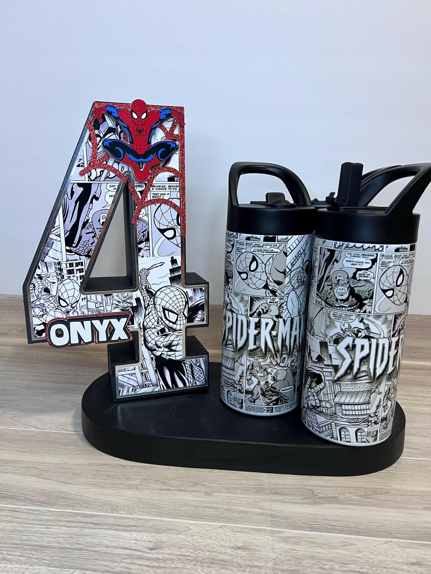 Boys Party Decor 3D Number, Spiderman Party, Tabletop decoration and Centerpiece 10” tall Custom with Name and Age
