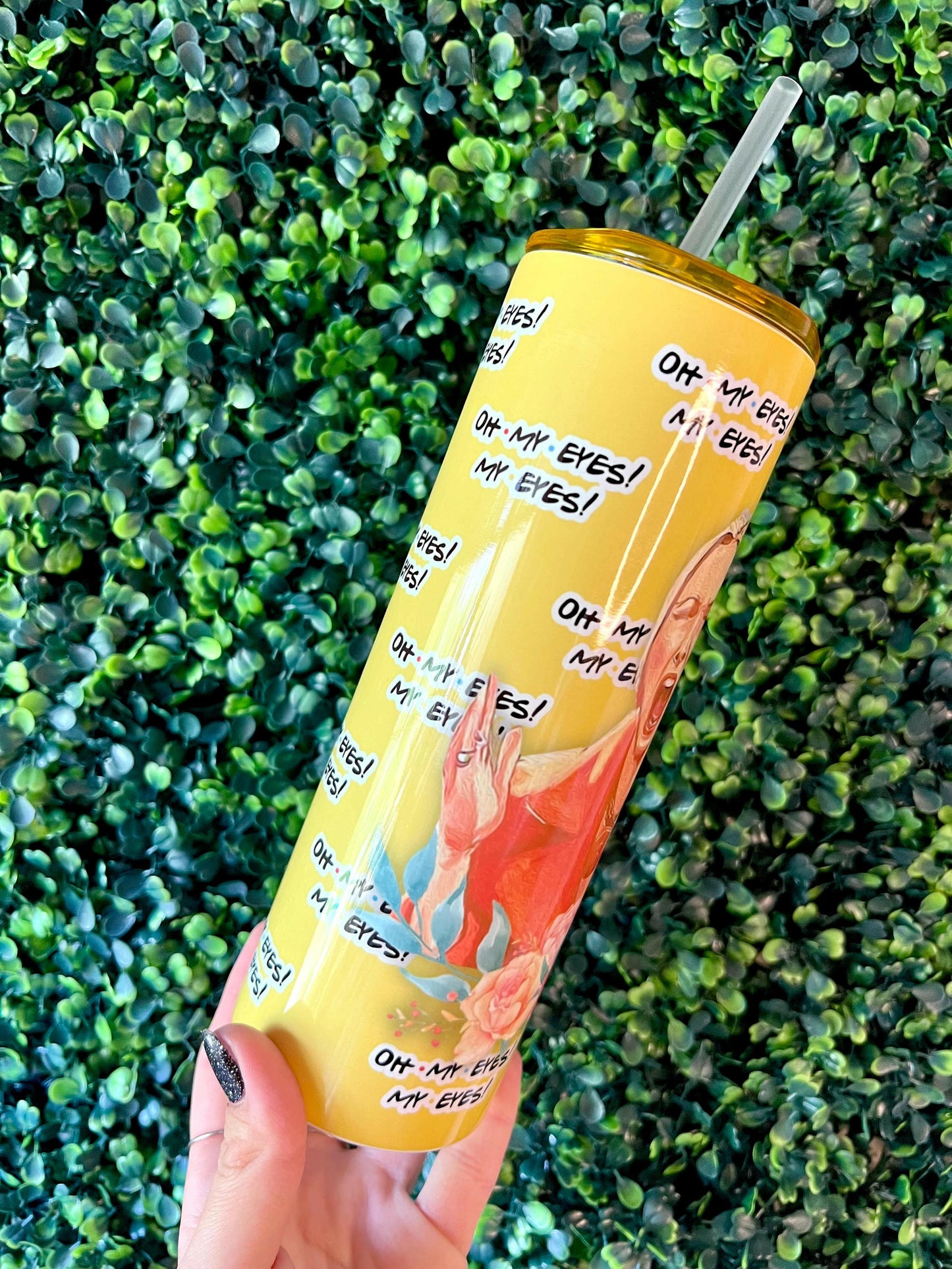 Friends Phoebe Cup, 20oz Funny Tumbler with Yellow lid, Gift for Friends fan, Joey Chandler Rachel Ross Monica Phoebe Buffay