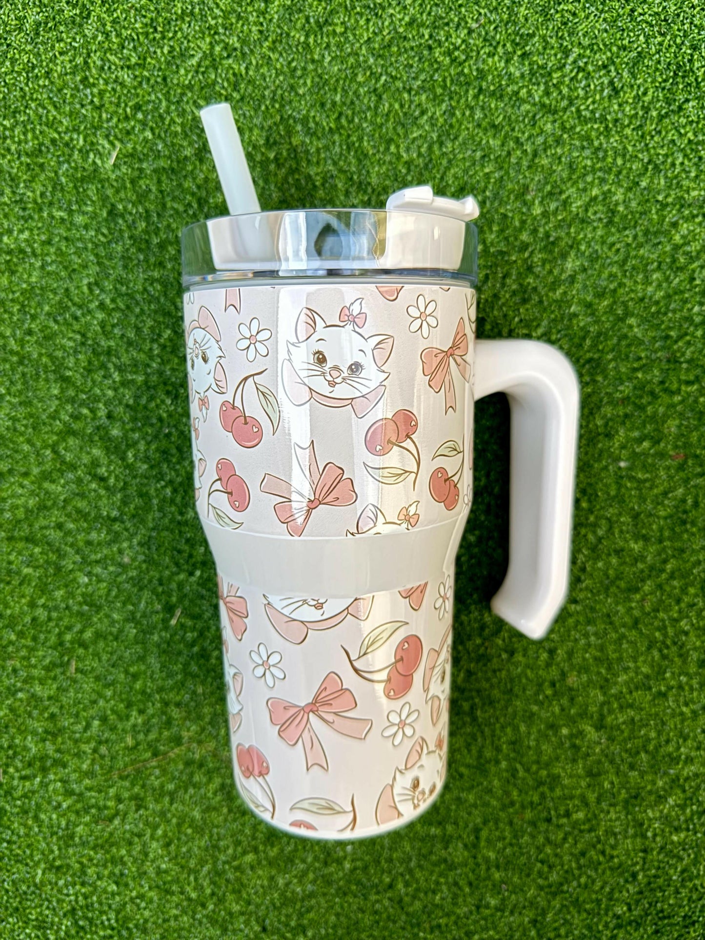 Kids Tumbler 20oz Cup with Handle, Marie Cat Kids Water Bottle, perfect Birthday Gift Princess Quencher