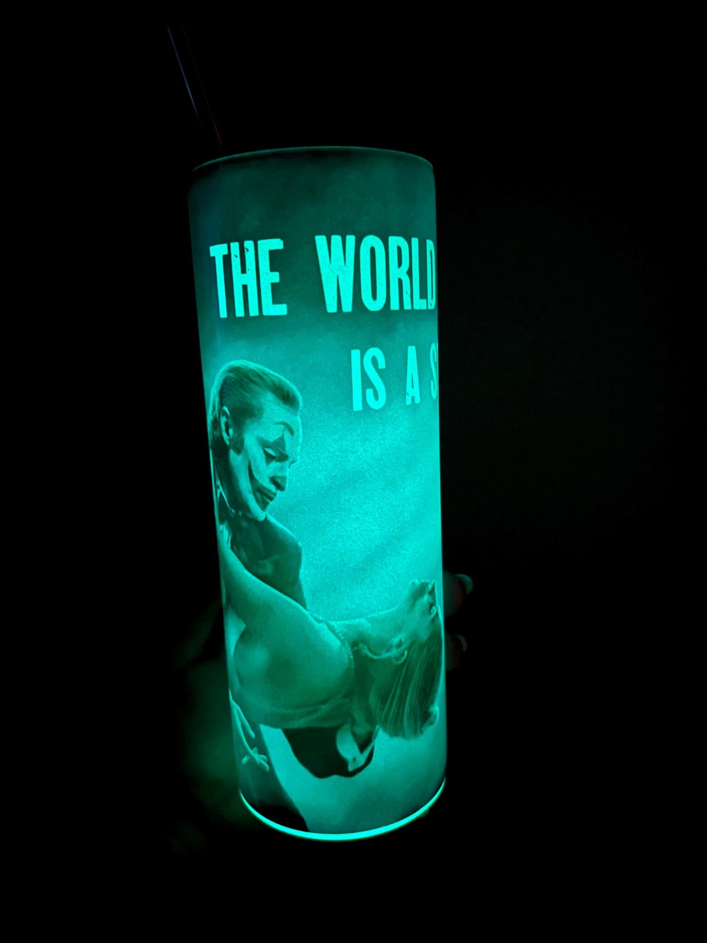 Joker Glow in the Dark Cup 20oz Folie Joker Harley Tumbler Coffee Cup Insulated Travel Mug, Villain gift