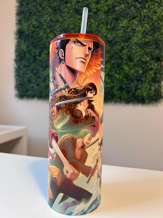 One Piece Cup Inspired Anime 20oz Tumbler, Monkey Luffy, Captain of the Straw Hat, Cosplay Gift