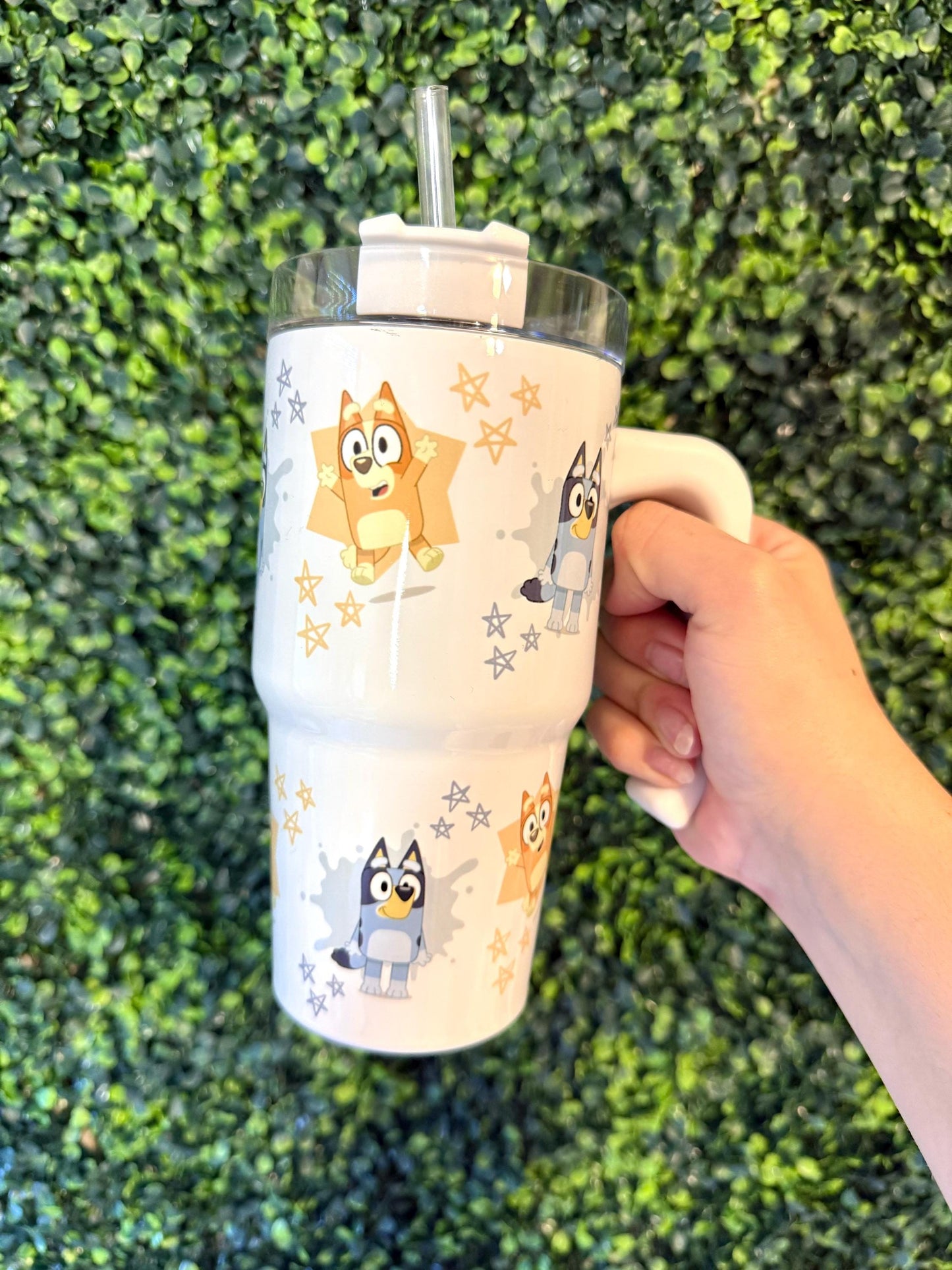 Kids Tumbler 20oz Cup with Handle, Bluey Bingo, Kids Water Bottle, perfect Birthday Gift, Blue Dog