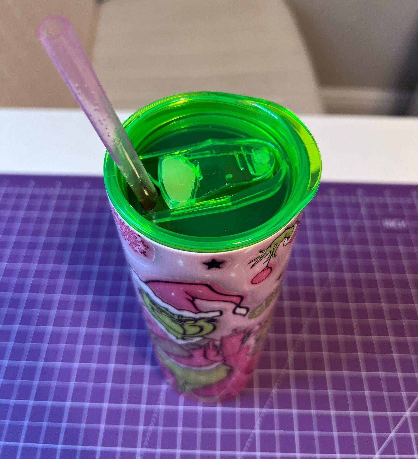 Holiday Tumbler 20oz Cup with Handle, Pink Christmas, Christmas Tree, 3D Tumbler, perfect Holiday Gift