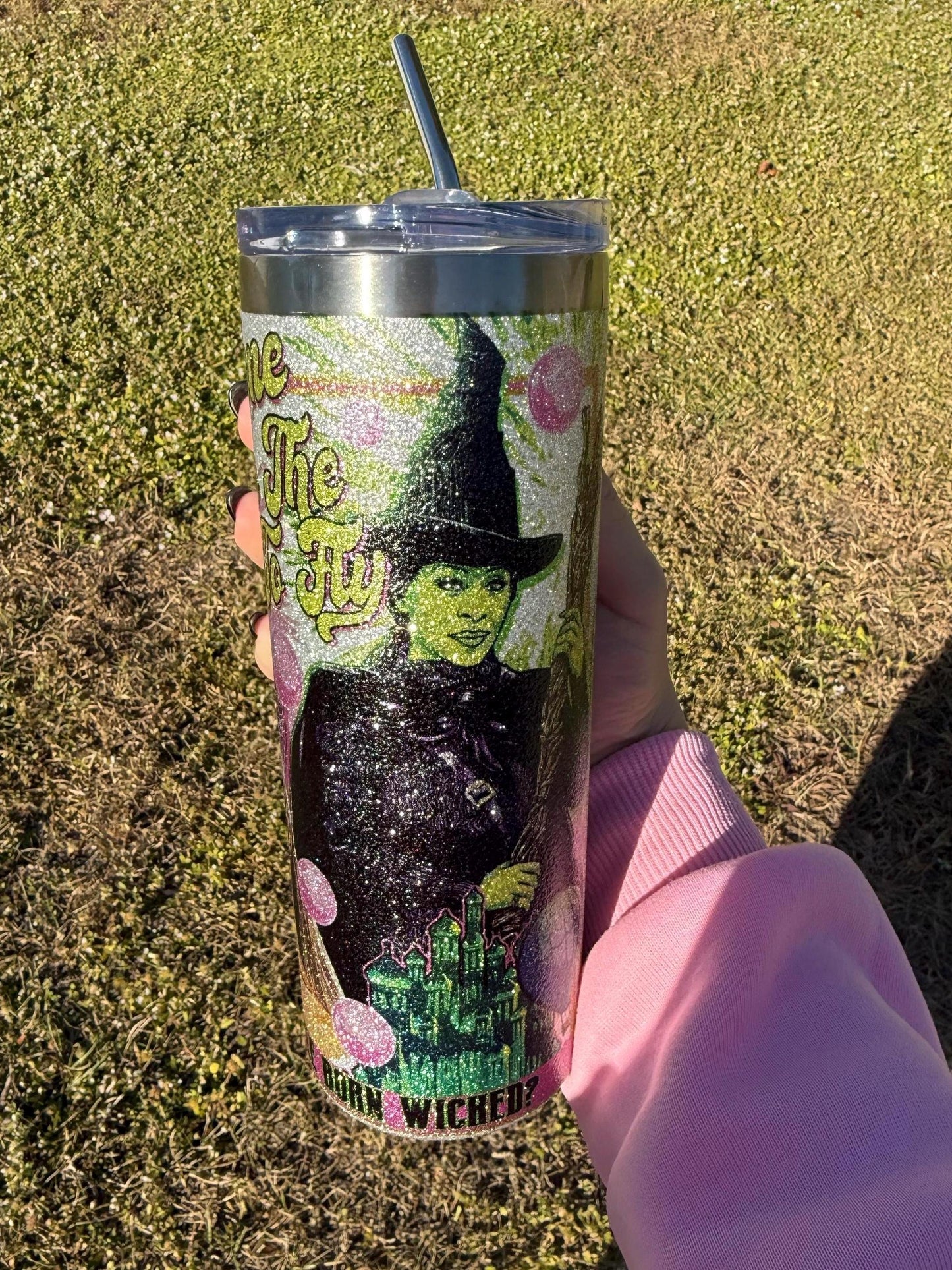 Wicked Glitter 20oz Tumbler, Glinda witch ,Elphaba Wicked, Defy Gravity, Glinda Elphaba, Wizard of Oz, Gift for her