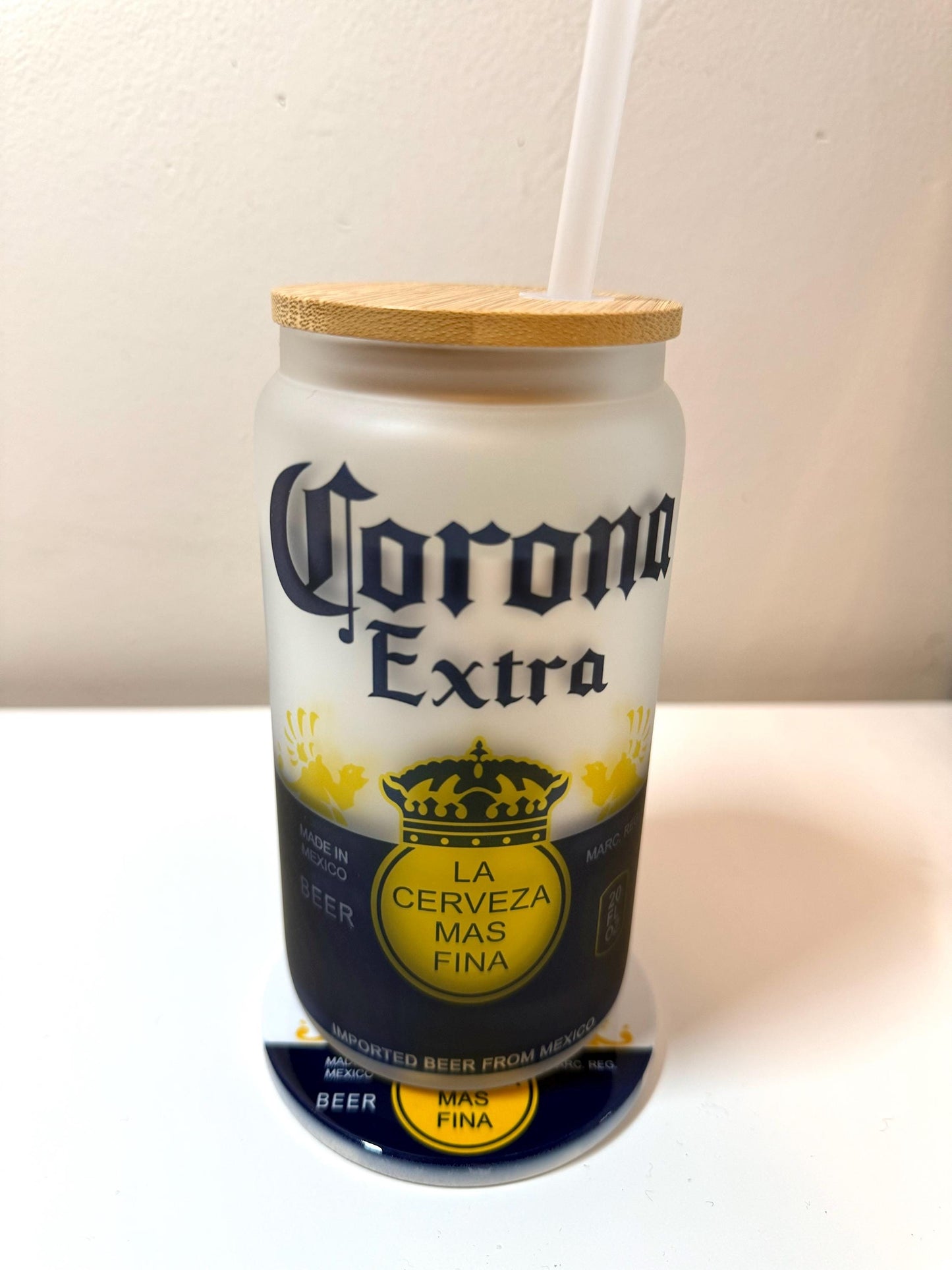 Gift for him, Beer Gift, Cup gift Set with Matching Coaster, Corona Beer, Dad Gift