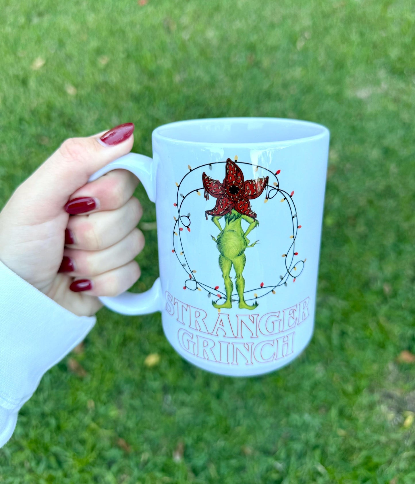Stranger Things Mug 15oz Grinch Demogorgon, Stranger Grinch, Coffee Cup, Grinchmas