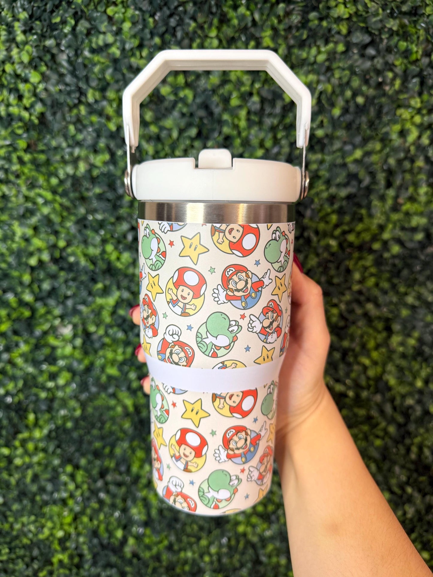 Kids Tumbler 20oz Flip Straw Water Bottle, Super Mario, Tumbler with Handle, perfect Birthday Gift, Nintendo Mario