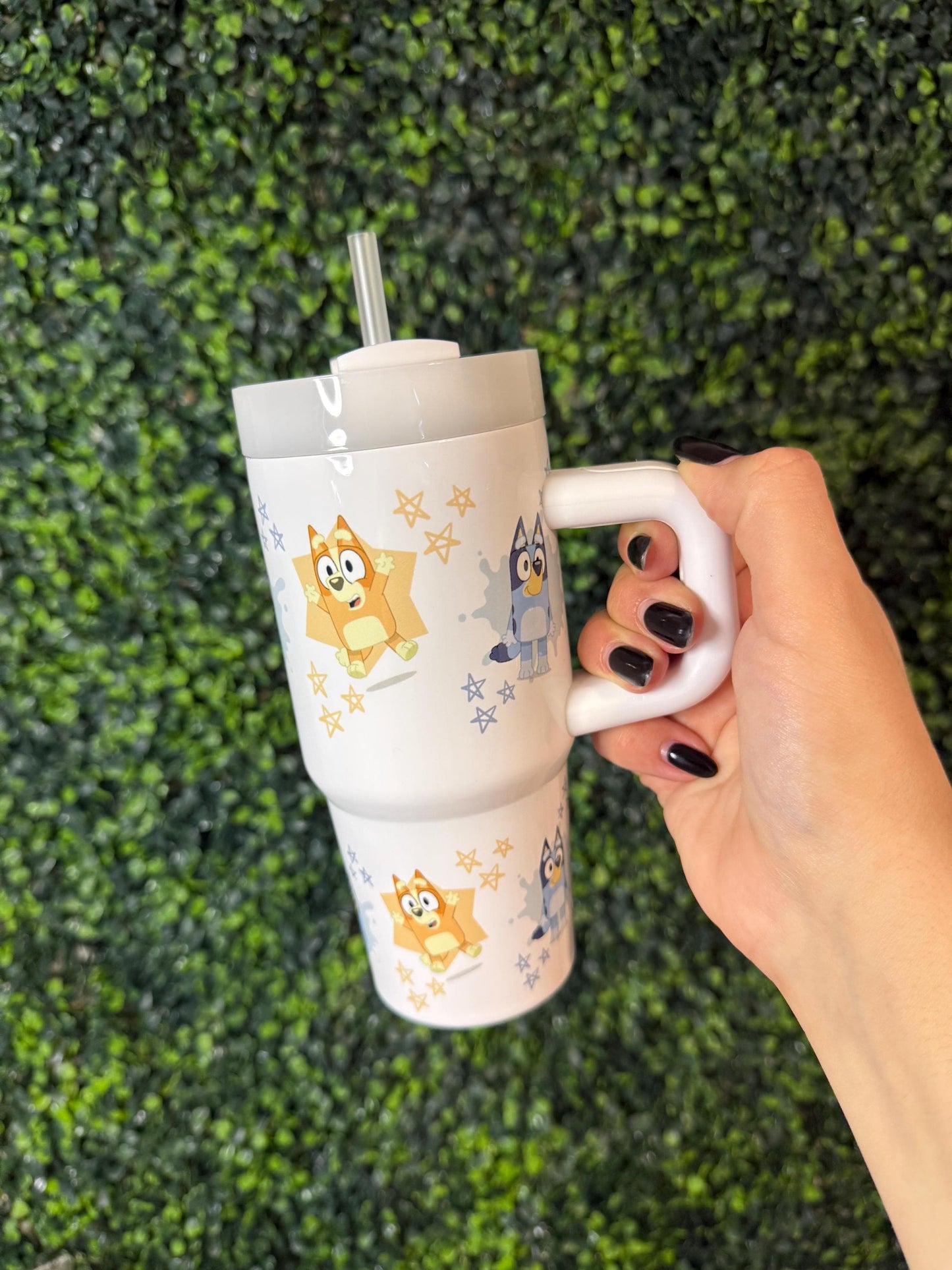 Kids Tumbler 20oz Cup with Handle, Bluey Bingo, Kids Water Bottle, perfect Birthday Gift, Blue Dog