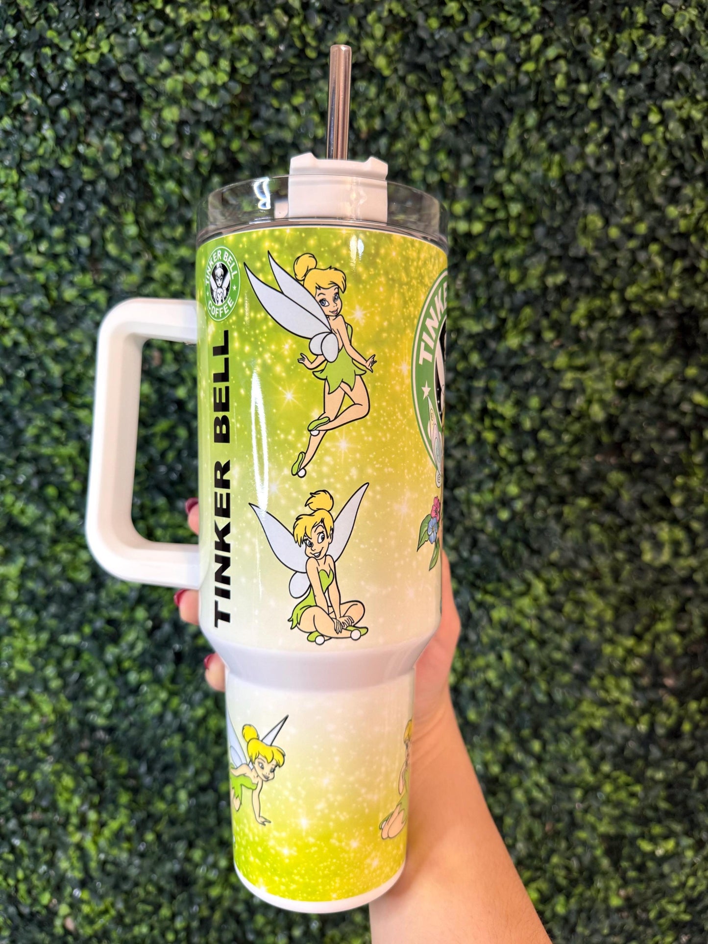Tinker Bell, Tumbler 40oz, Stainless Steel Cup with Handle, Princess Water Bottle, perfect gift for her