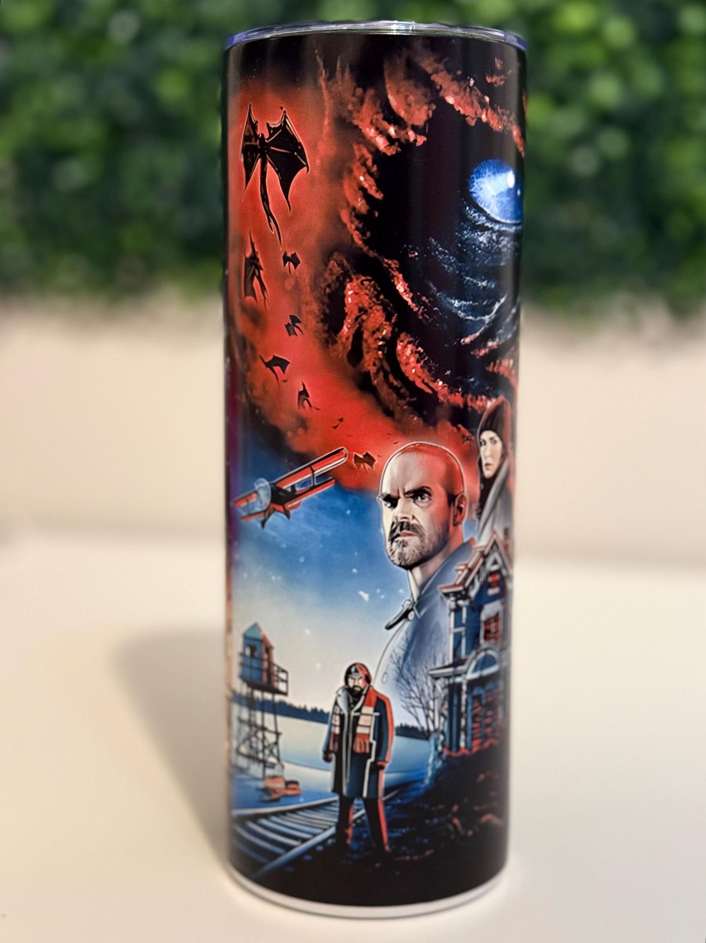 Stranger Things Cup Glow in the Dark 20oz Eleven Demogorgon Tumbler Coffee Cup Insulated Travel Mug, To match Your Halloween Costume