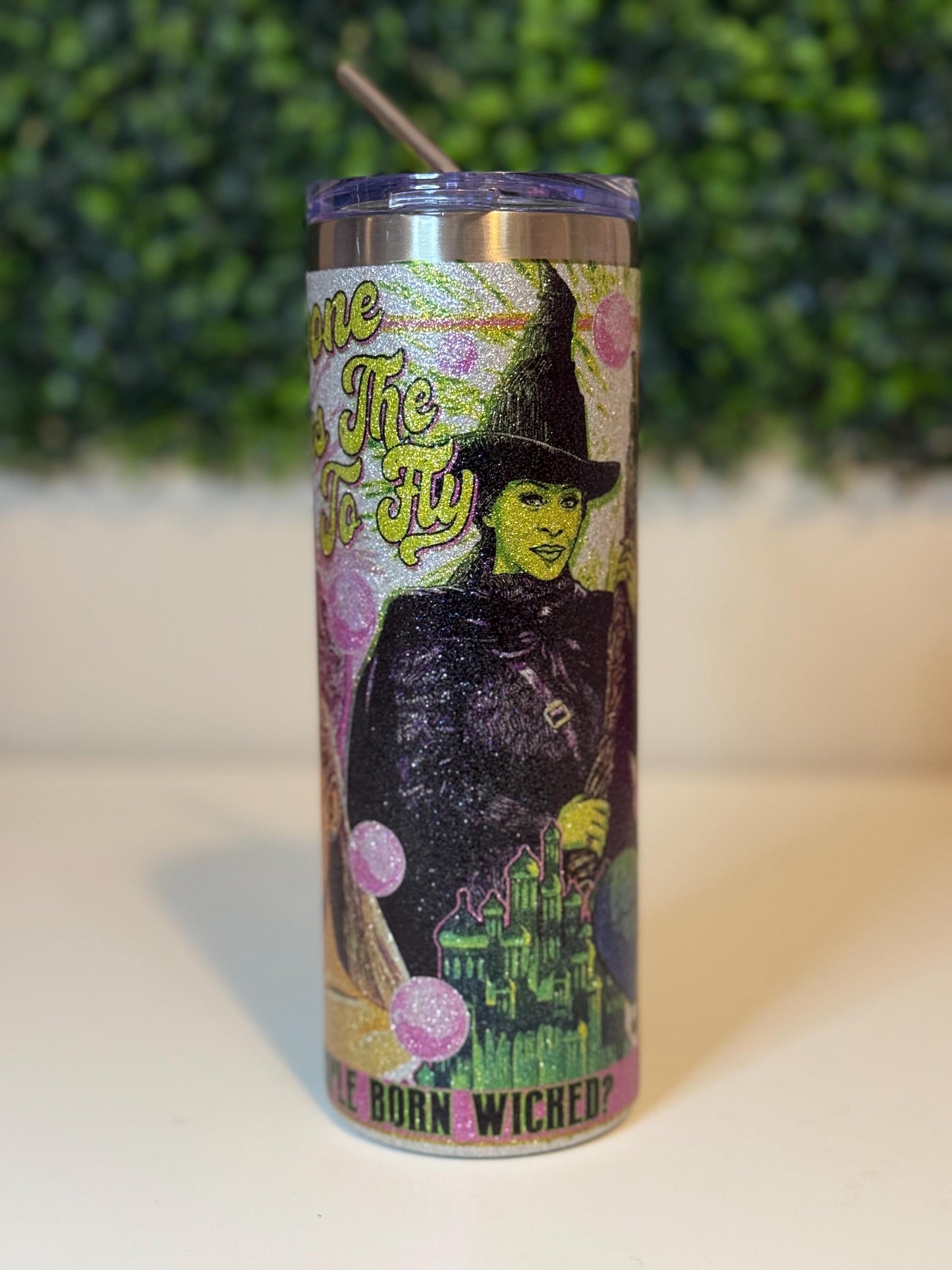 Wicked Glitter 20oz Tumbler, Glinda witch ,Elphaba Wicked, Defy Gravity, Glinda Elphaba, Wizard of Oz, Gift for her