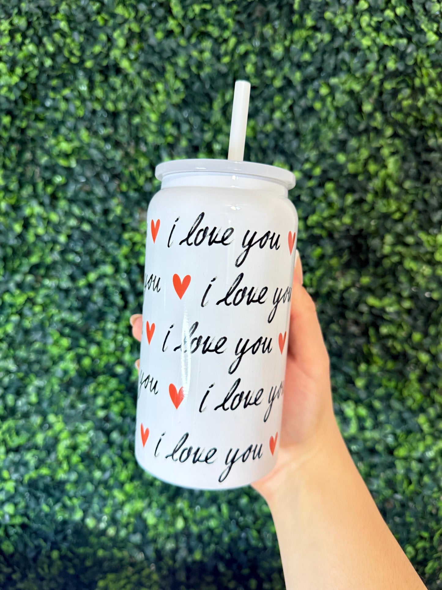 Valentine Gift Personalized tumbler for Valentines 16oz Stainless steel, For Iced coffee with lid and Straw, gift for Gilfriend, I love you