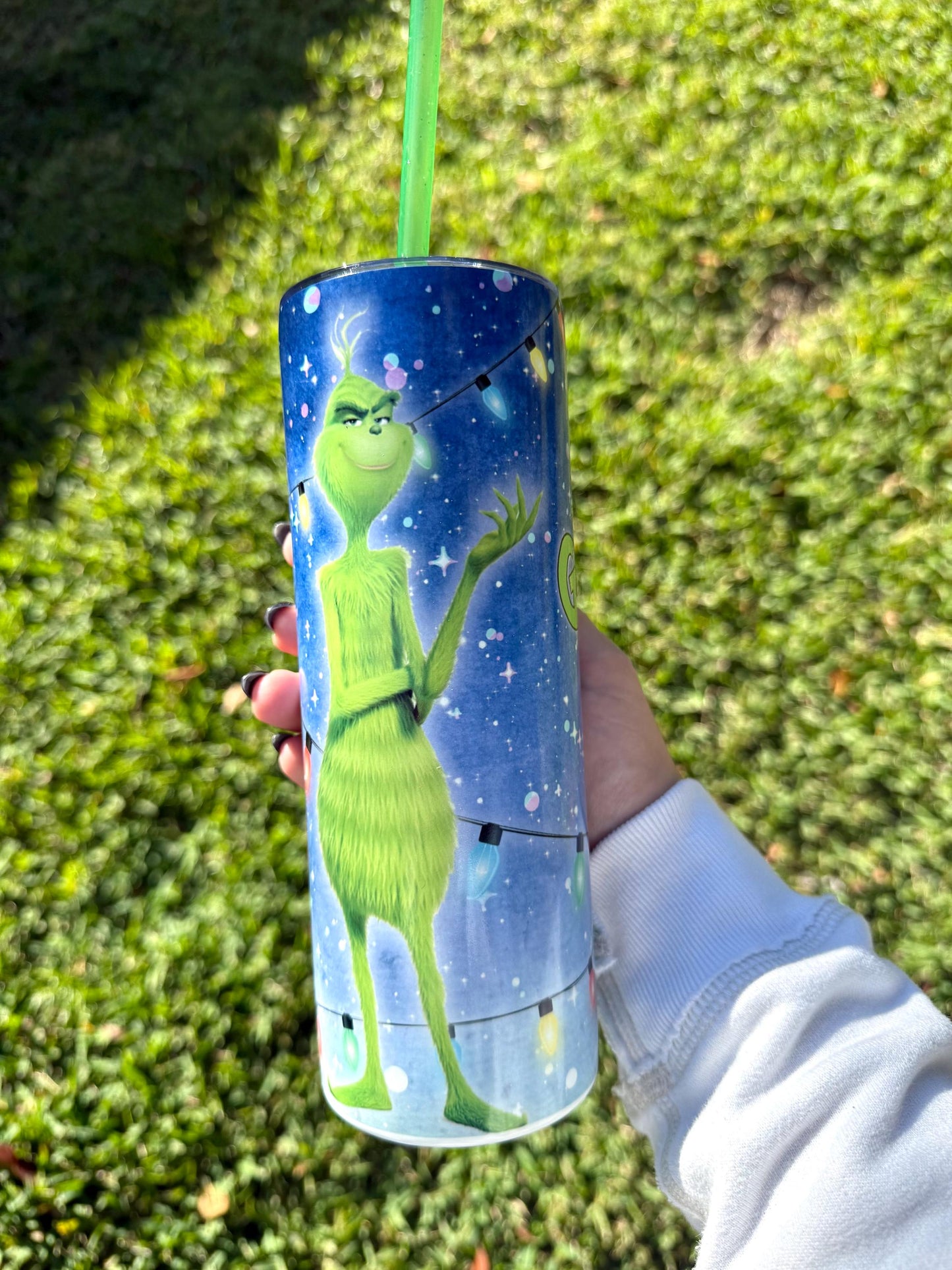 Holiday Tumbler Glow in the Dark 20oz Cup Grinch, Grinch Christmas Water Bottle, The Mean one, perfect Holiday Gift