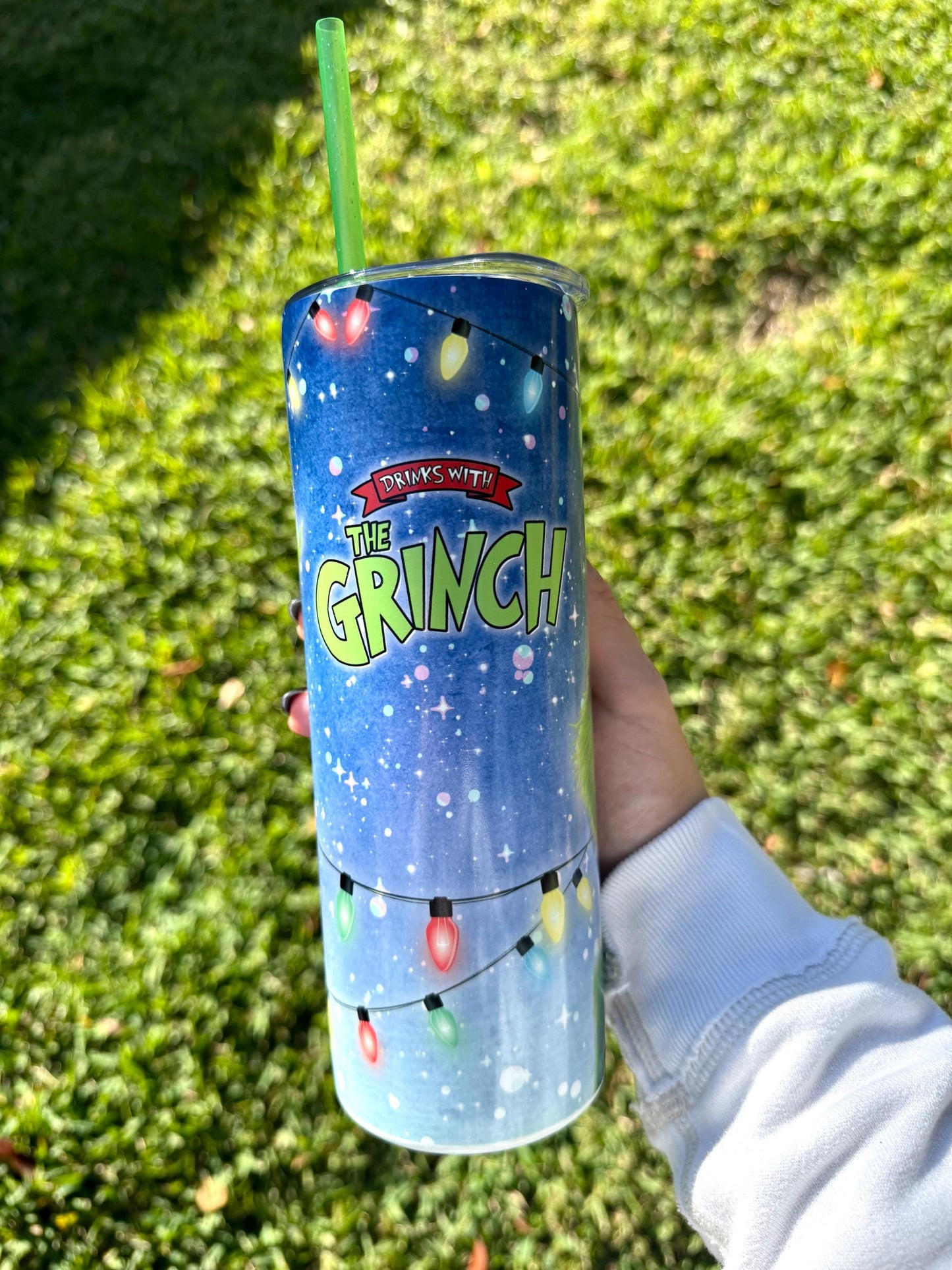 Holiday Tumbler Glow in the Dark 20oz Cup Grinch, Grinch Christmas Water Bottle, The Mean one, perfect Holiday Gift