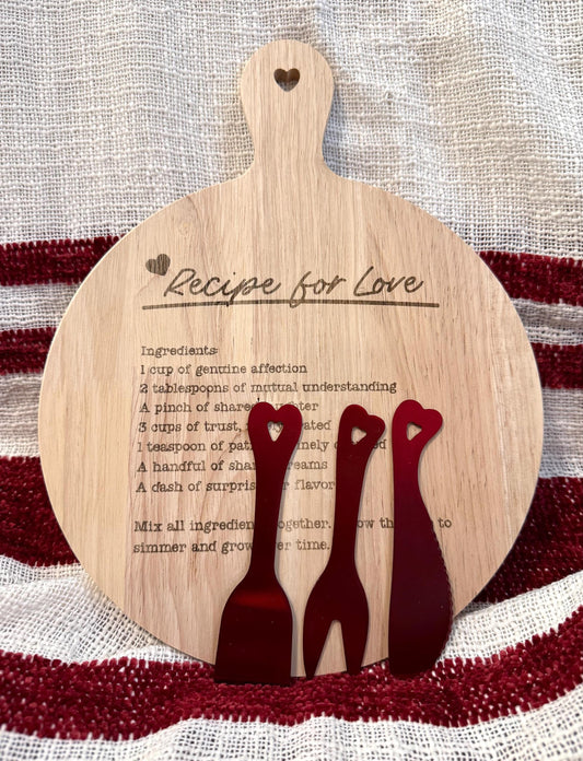 Personalized Charcuterie Board 4pc Set, Love Recipe Board, Custom Wedding gift, Custom Cheese Board, Custom Valentines gift