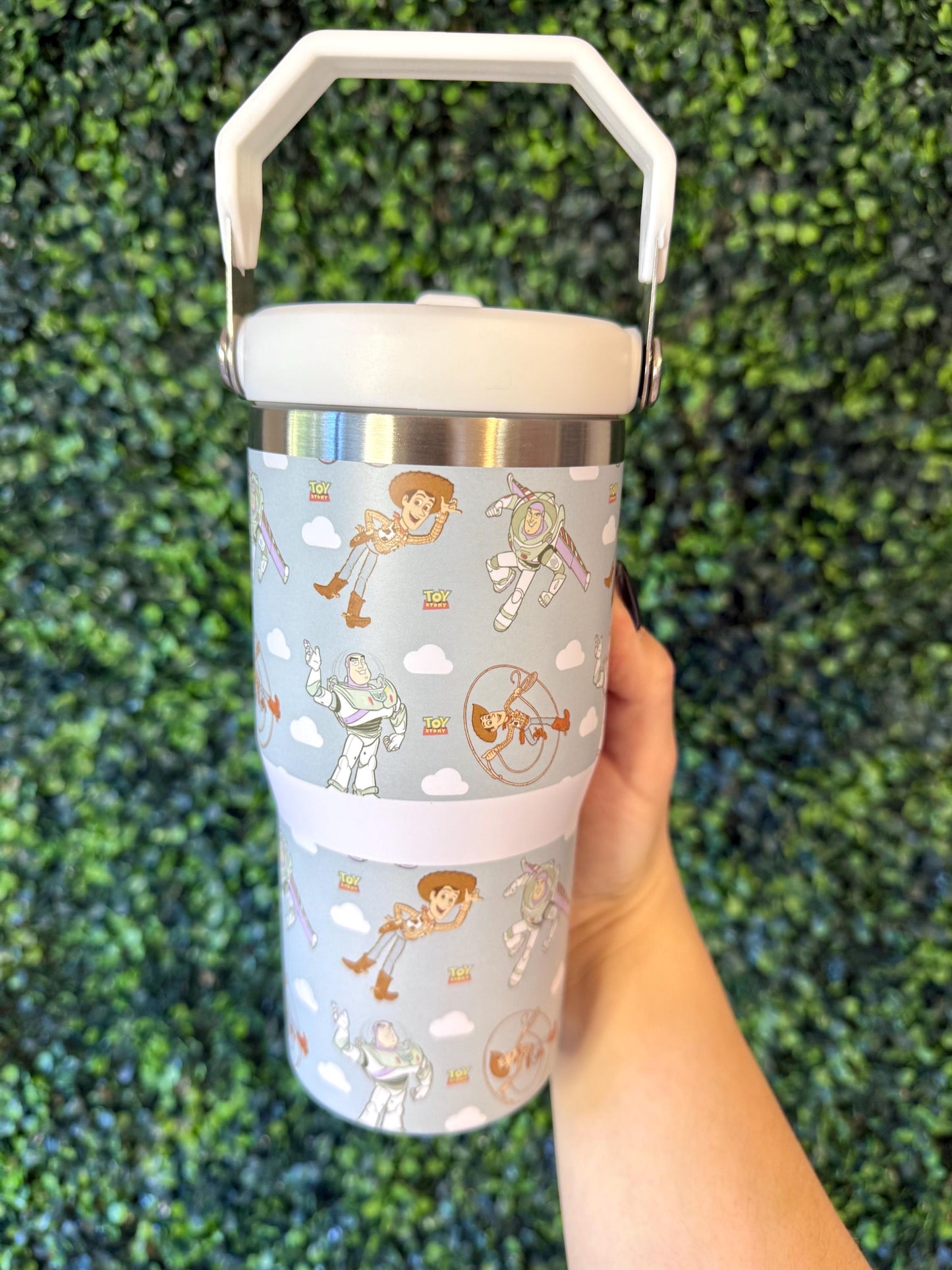 Kids Tumbler 20oz Flip Straw Water Bottle, Toy Story, Woody Buzz Lightyear, Tumbler with Handle, perfect Birthday Gift, Toy Story bottle