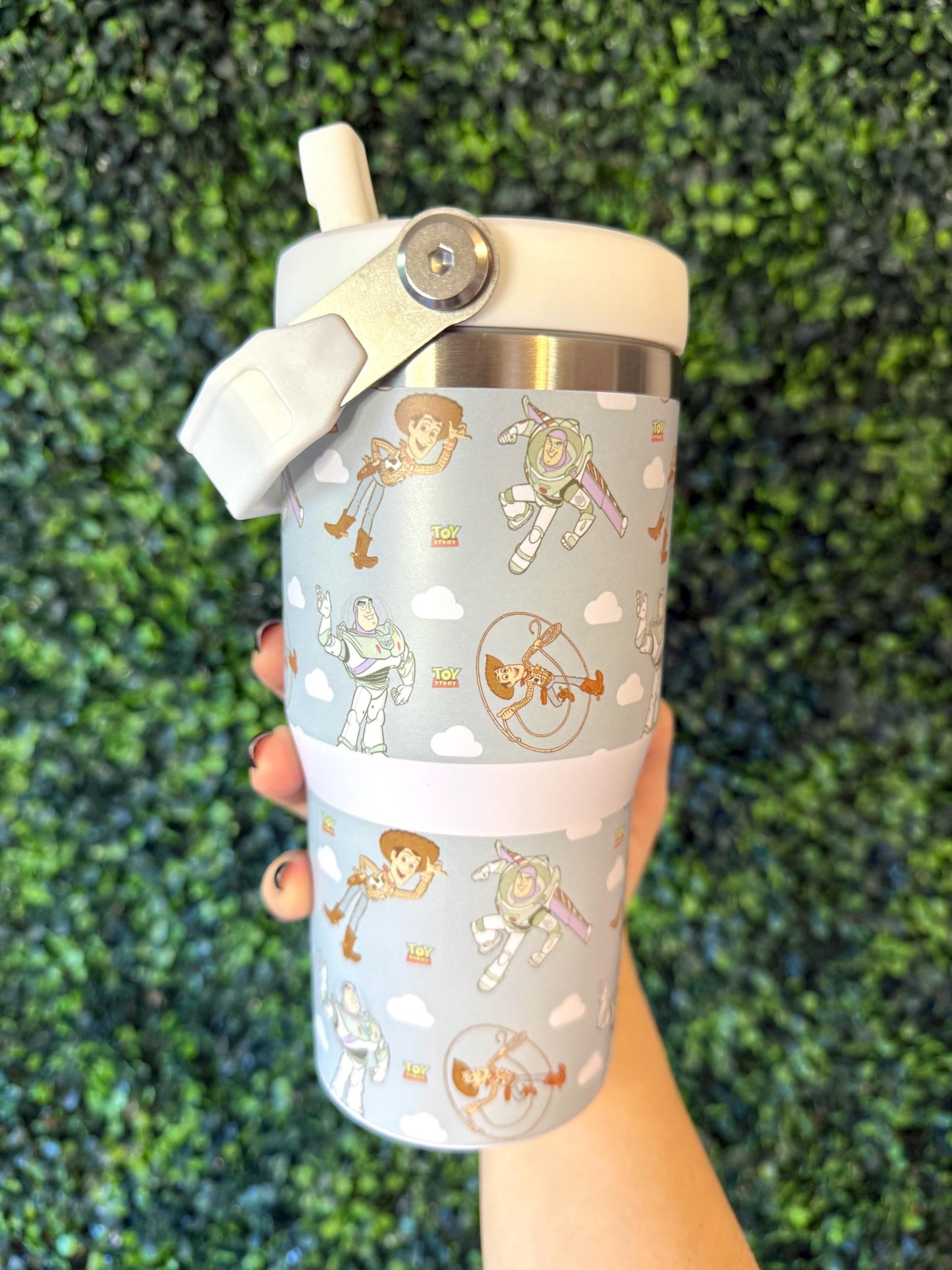Kids Tumbler 20oz Flip Straw Water Bottle, Toy Story, Woody Buzz Lightyear, Tumbler with Handle, perfect Birthday Gift, Toy Story bottle