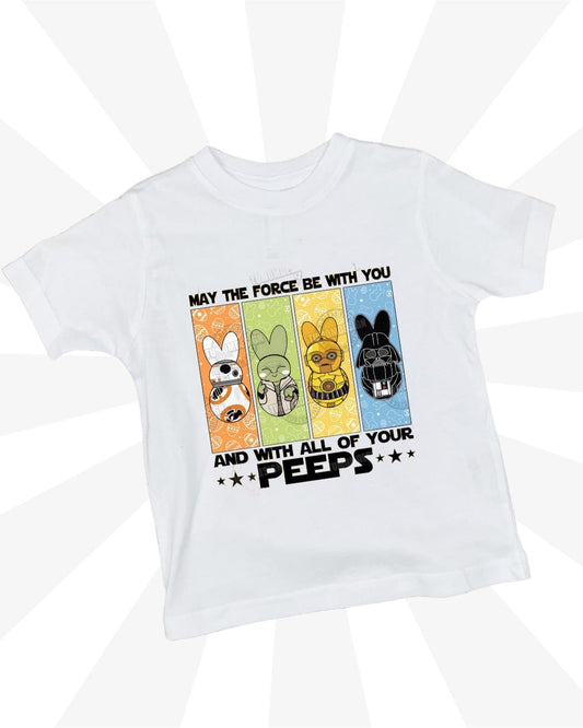 Star Wars Easter Graphic T-Shirt "May the Force Be With You and All Your Peeps", Toddler & Youth Sizes, Perfect Easter Fun or Easter gift