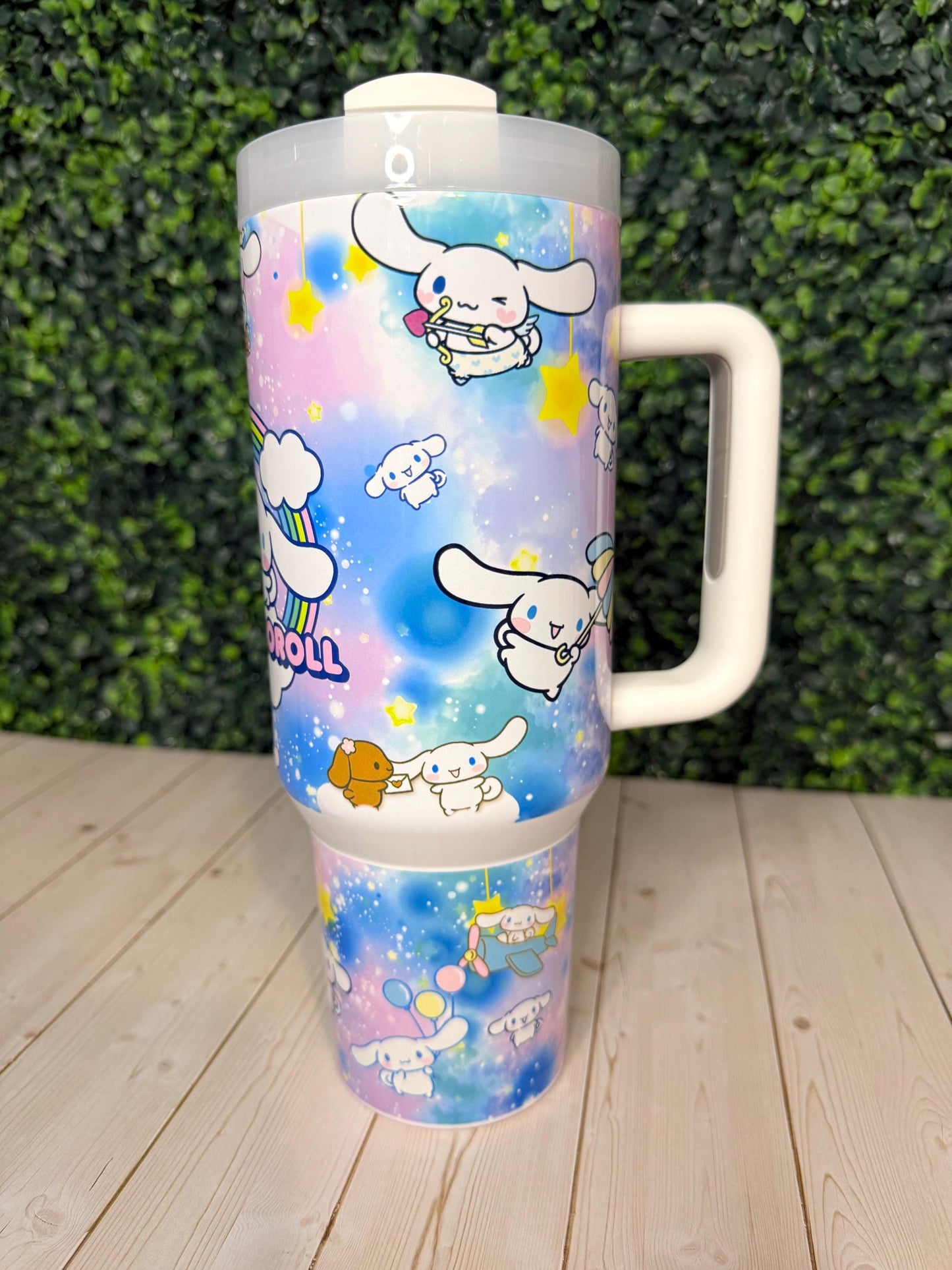 Cinnamoroll Tumbler 40oz with Handle, HK, Cinnamon Roll and friends, Rainbow tumbler, Kawaii tumbler, Kitty and friends, Kawaii gift